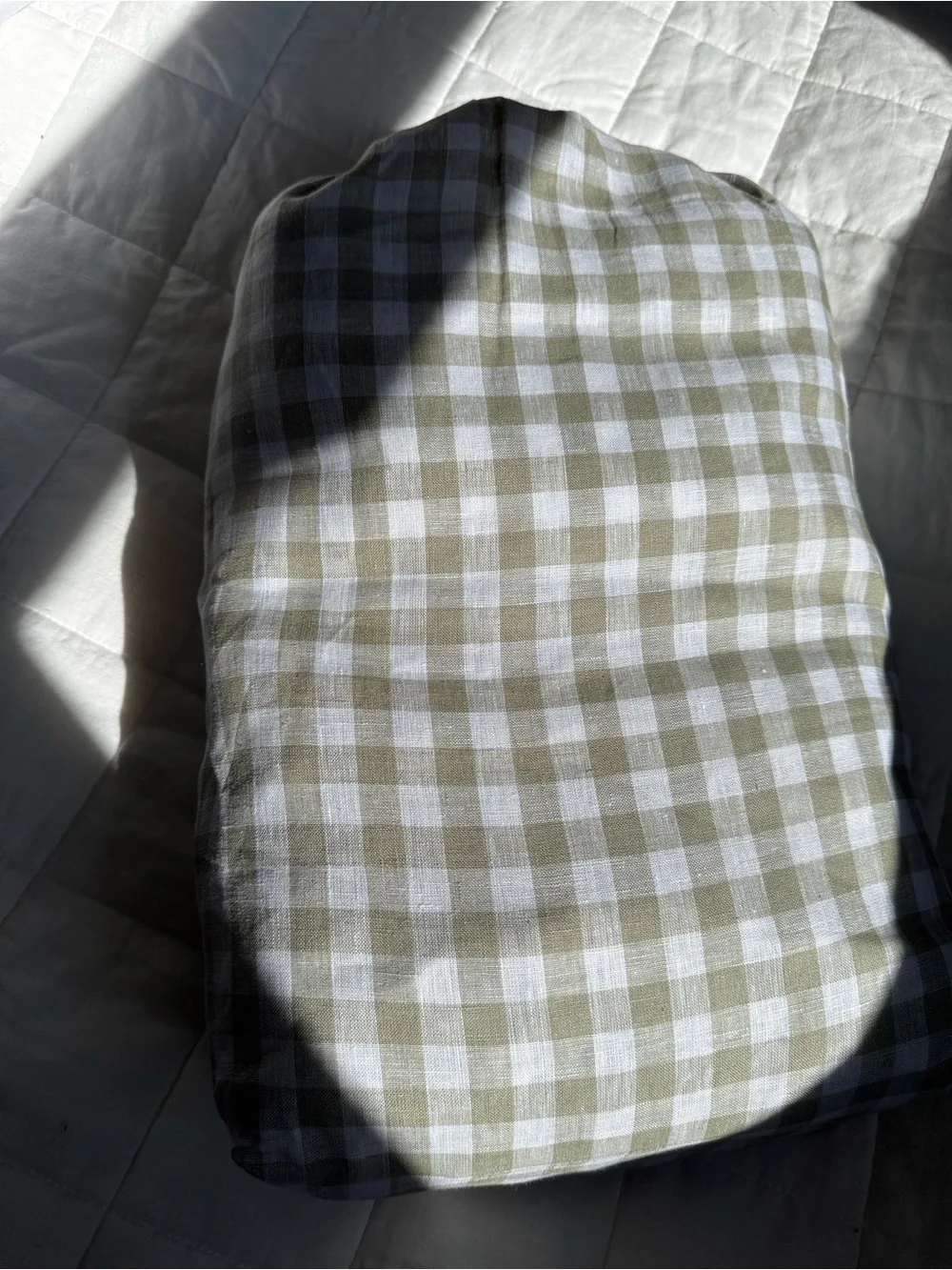 Quince European Linen Sheet Set Cal King Olive Gingham NWOT